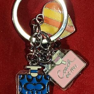 Coach Multicolor Heart and Perfume Keychain